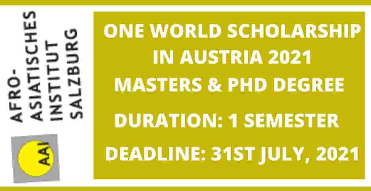 One World Scholarship in Austria 2021 | Salzburg Universities