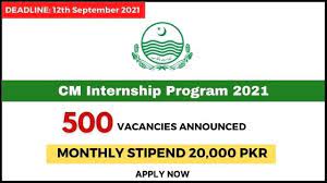 CM Punjab Internship Program 2021 | Stipend 20,000 Pkr