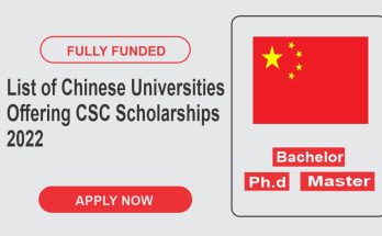 List of Chinese Universities Offering CSC Scholarships 2022
