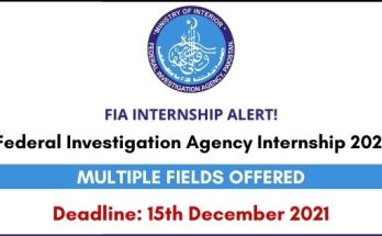 FIA Internship Program 2021 | Federal Investigation Agency