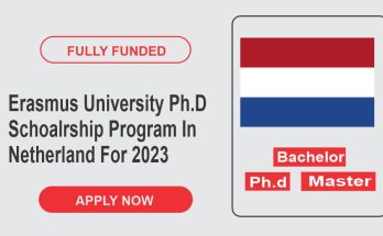 Erasmus University Ph.D Schoalrship Program In Netherland For 2023