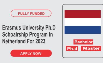 Erasmus University Ph.D Schoalrship Program In Netherland For 2023