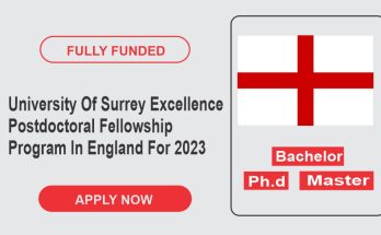 University Of Surrey Excellence Postdoctoral Fellowship Program In England For 2023